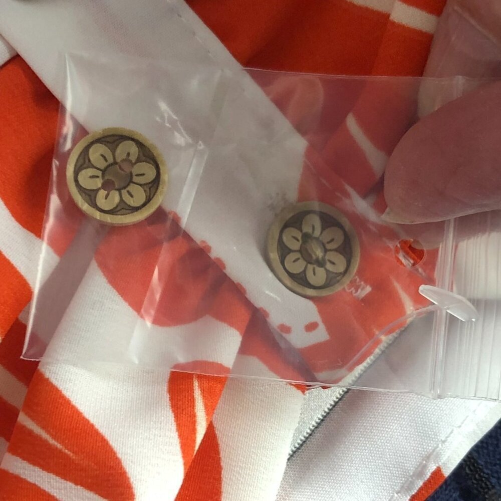 Unique Vintage Midi Dress Women's size XL White Orange Parrot Empire Waist NWT's - Picture 5 of 11
